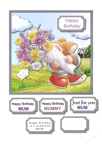 Mouse with flowers for Mum birthday