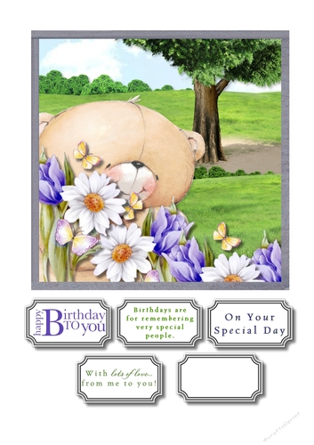 Forever friends bear with spring flowers