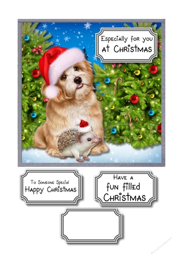 Christmas dog and hedgehog