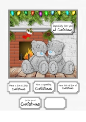 Tatty Teddy Christmas by the fire