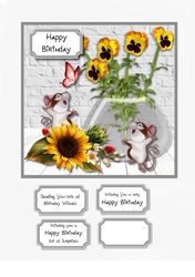 Cute Birthday mice with flowers