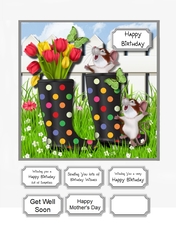 Wellies with flowers multi occasion card topper