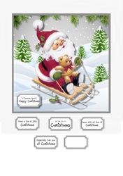 Santa and teddy sledging