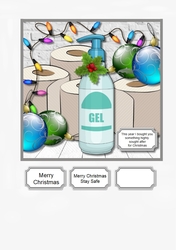 Toilet roll and sanitizer Christmas card topper