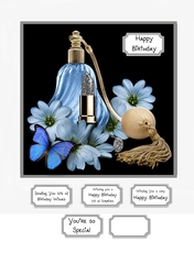 Blue perfume and flowers