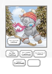 Tatty Teddy Skiing Christmas card topper