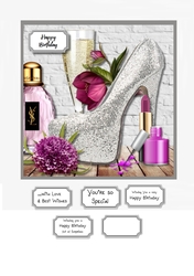 Silver shoes and purple flowers