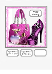 Pink and purple ladies card topper