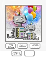 Robot birthday card topper