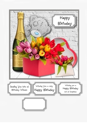 Tatty Teddy with flowers and champagne