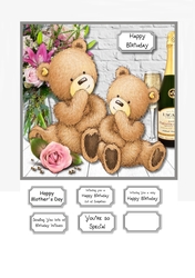 Birthday Mum or Mothers Day teddy card topper