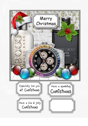 Mans plan Christmas card topper