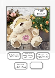 Fizzy moon and flowers card topper