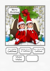 Elf on a shelf with Christmas Pudding