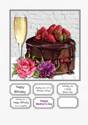 Cake, Flowers and Champagne Birthday or Mothers Day