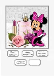 Minnie with perfume and flowers for Birthday or Mothers Day