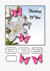 Lily and Butterflies Sympathy Card Topper