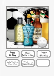 Male Birthday or Fathers Day, Beer, Aftershave and Sports