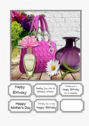 Bag, Flowers and Perfume for Birthday or Mothers Day