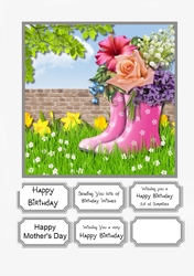 Wellie and Flowers for Birthday or Mothers Day