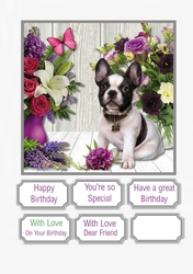 French Bulldog and Flowers