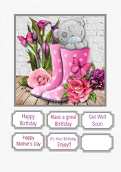 Tatty Teddy with Flowers and Wellies for Birthday, Mothers Day or Get well soon