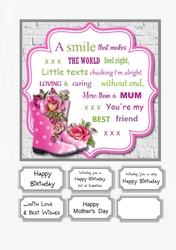 Mum card topper for Birthday or Mothers Day