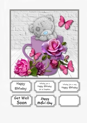 Tatty Teddy with cup of flowers