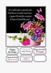 Flowers and Butterflies for Friend Birthday