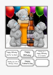 Tatty Teddy with Beer for Male Birthday or Fathers Day