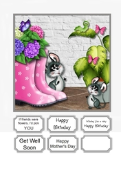 Cute Mice with Flowers for various occasions