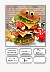 Burger Birthday Humorous Card Topper