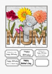 Tatty Teddy Mum card topper for Birthday or Mothers Day