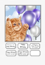 Cat Birthday Card Topper