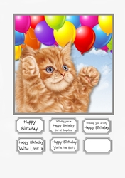 Cute Cat and Balloons Birthday