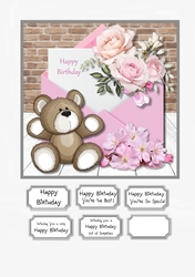 Brown Bear and Flowers Birthday