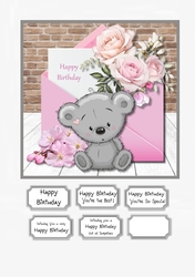 Grey Bear and Flowers