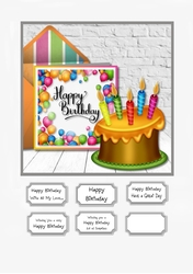 Colourful Cake and Card Birthday card topper