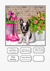 French Bulldog and Flowers