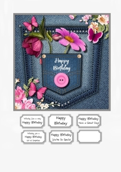 Denim Pockets Floral
