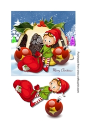 Christmas pudding and elf