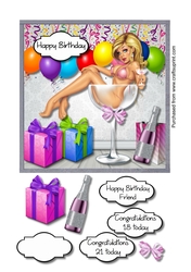 Birthday Girl in champagne glass