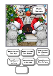 Tatty teddy Christmas by the fireside