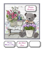 Teddy with flowers, mothers day, birthday, get well soon