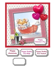 Mice in boat, anniversary, birthday, valentine