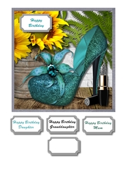 Sunflowers and fancy shoe