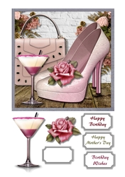 Pink bag, shoes and cocktail