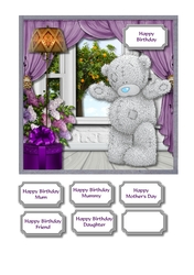 Tatty teddy with gift and flowers