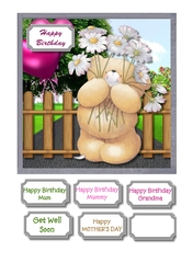 Forever friends bear with daisies and balloons
