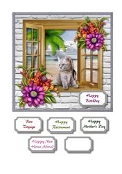 Cat on windowsill multi occasion card front
